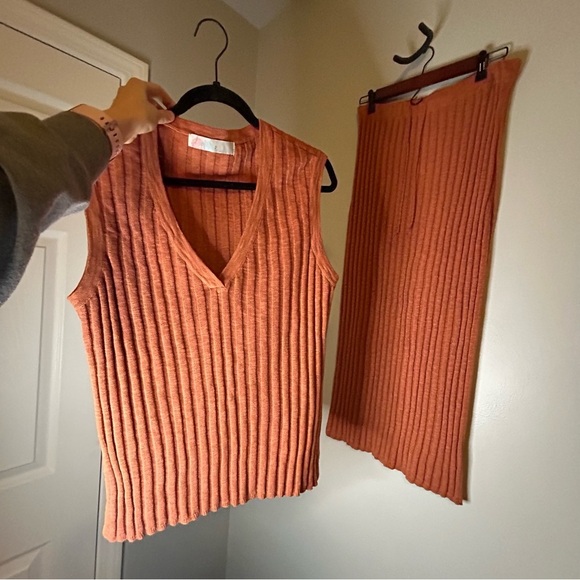 FP Beach Sweater Ribbed Two Piece Set with Midi Skirt and Vest - Picture 2 of 4